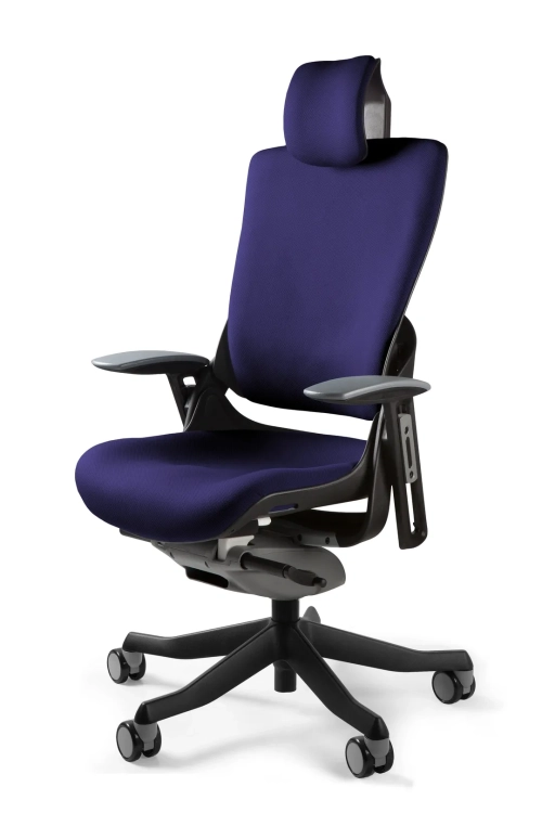 Fotel ergonomiczny WAU2 tkanina granatowa, czarna podstawa