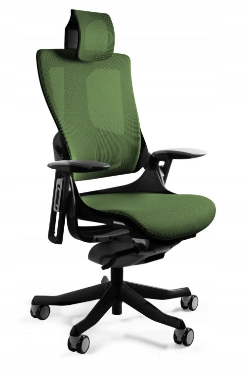 Fotel ergonomiczny tapicerowany zieloną siatką