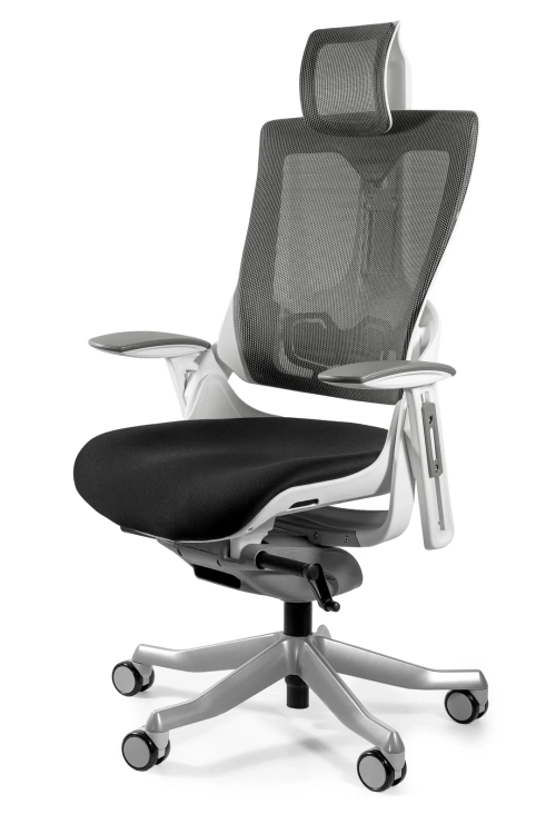 Fotel ergonomiczny z siedziskiem z tkaniny i oparciem z siatki