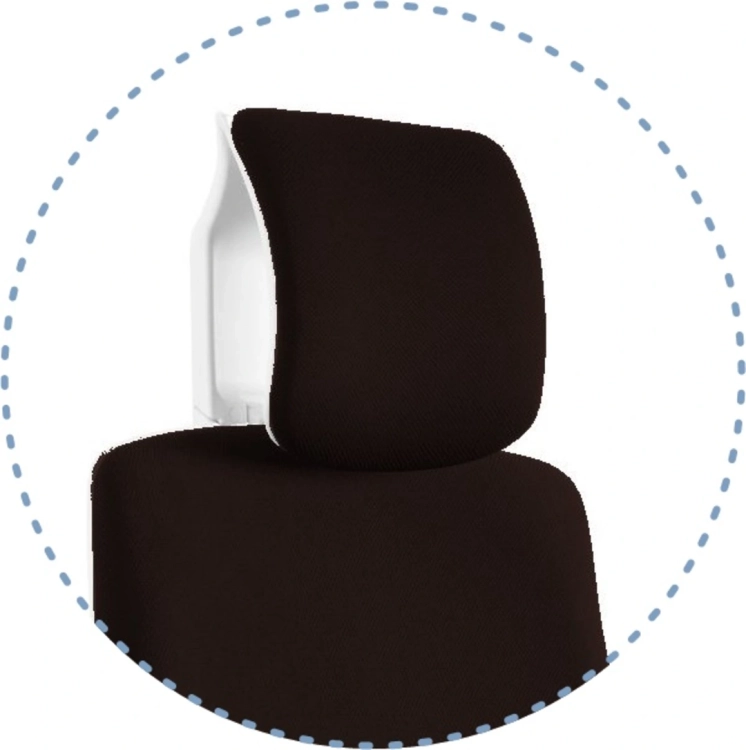 fotel ergonomiczny tapicerowany brązową tkaniną