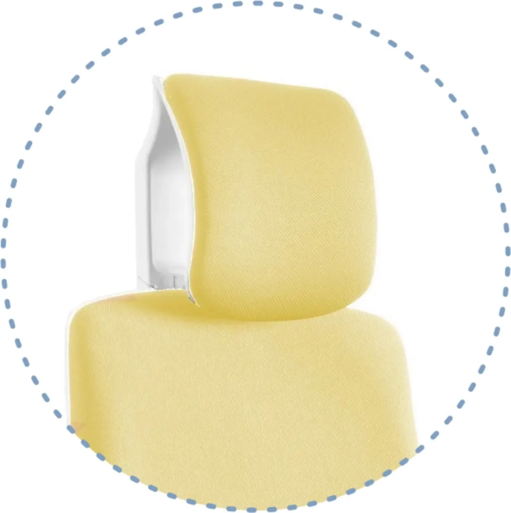 Fotel ergonomiczny z jasnożółtej tkaniny