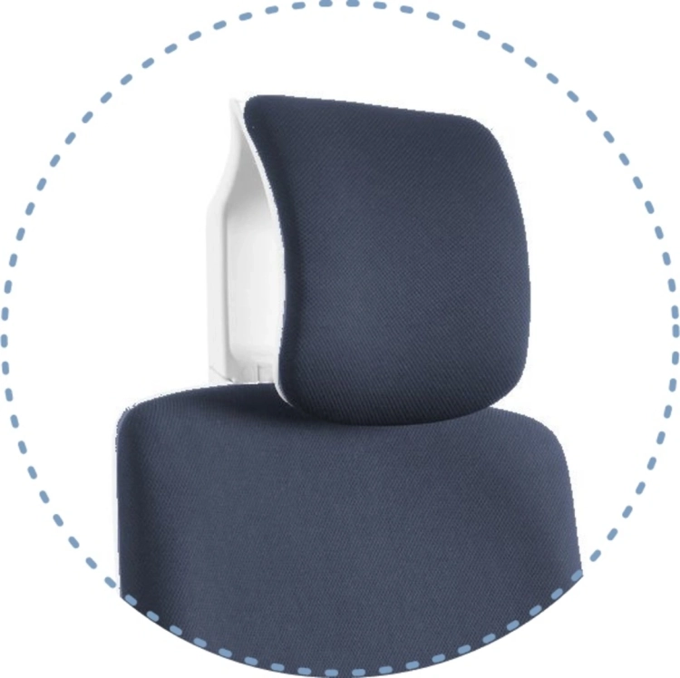 Fotel ergonomiczny z szaroniebieskiej tkaniny