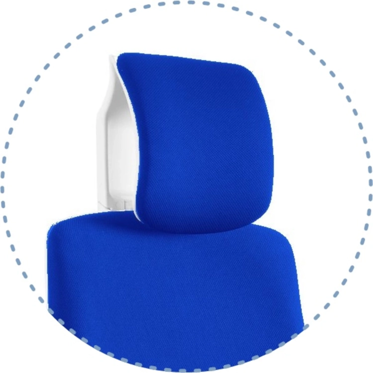 Fotel ergonomiczny z niebieskiej tkaniny