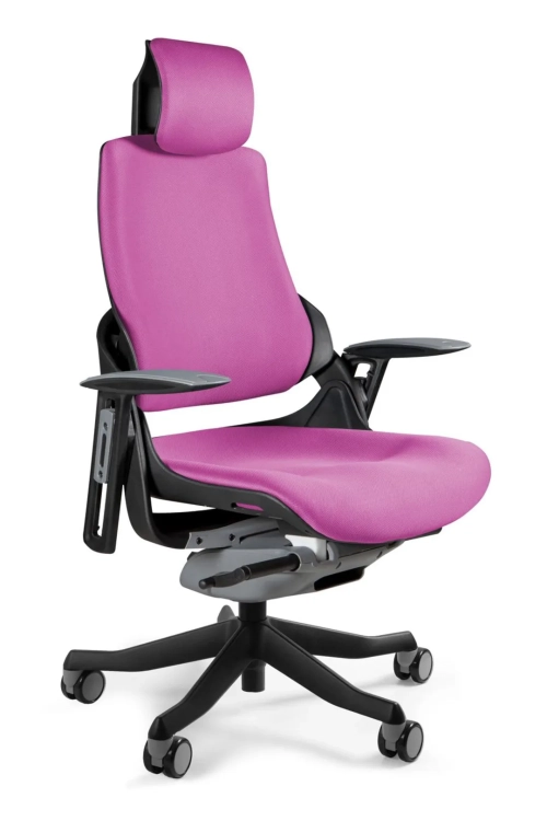 Fotel ergonomiczny WAU1 tapicerowany różową tkaniną