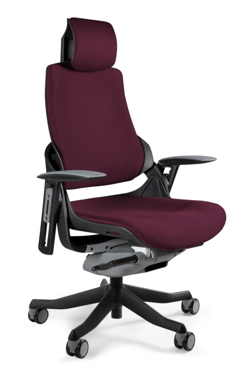 Fotel ergonomiczny WAU1 tapicerowany bordową tkaniną