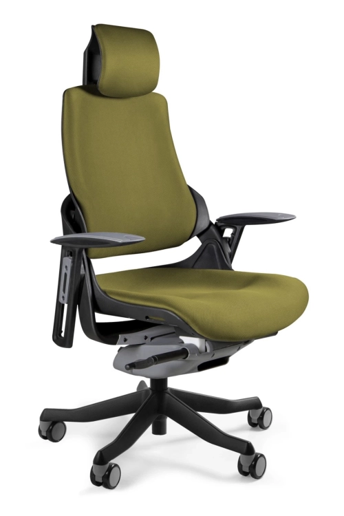 Fotel ergonomiczny WAU1 tapicerowany takniną w kolorze khaki
