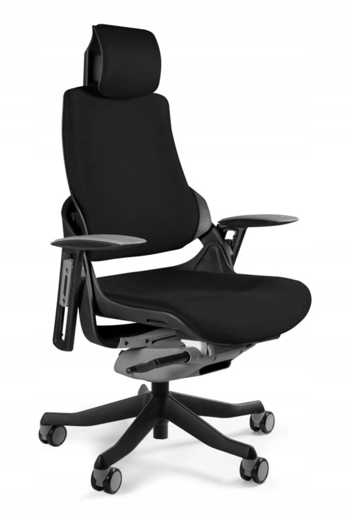 Fotel ergonomiczny WAU1 tapicerowany czarną tkaniną
