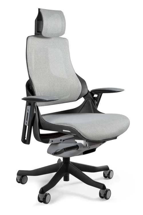 Fotel ergonomiczny WAU1 tapicerowany szarą siatką