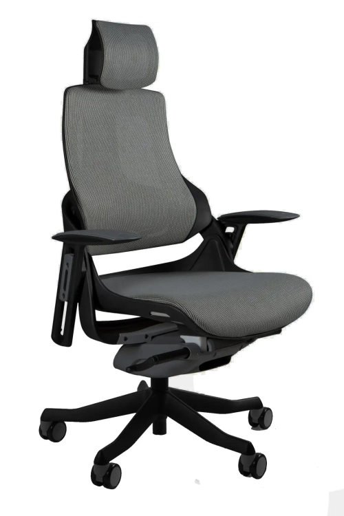 Fotel ergonomiczny WAU1 tapicerowany ciemnoszarą siatką