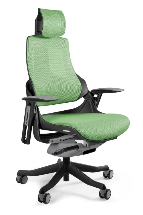Fotel ergonomiczny WAU1 tapicerowany zieloną siatką