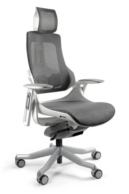 Fotel ergonomiczny WAU1 tapicerowany ciemnoszarą siatką