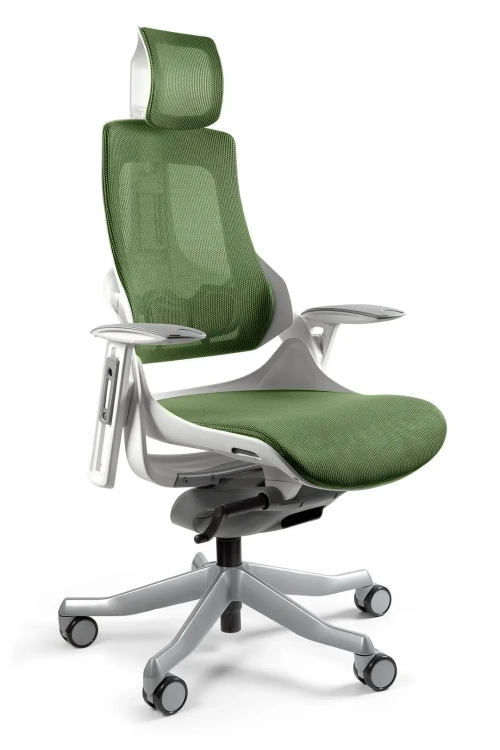 Fotel ergonomiczny WAU1 tapicerowany zieloną siatką