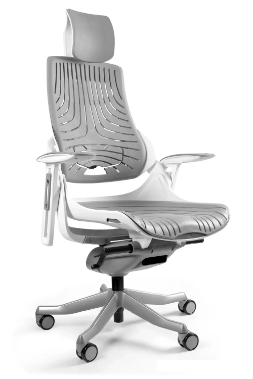 Fotel ergonomiczny WAU1 tapicerowany szarym elastomerem