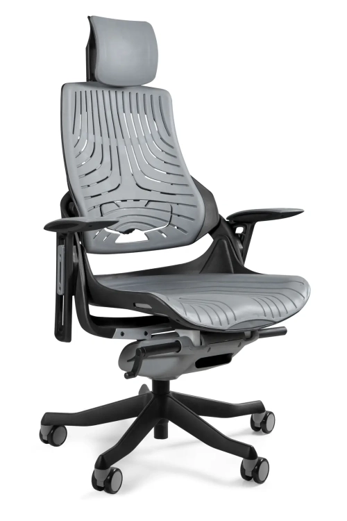 Fotel ergonomiczny WAU1 tapicerowany szarym elastomerem