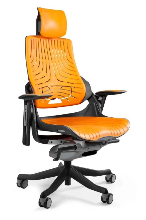 Fotel ergonomiczny WAU1 tapicerowany pomarańczowym elastomerem