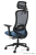 Fotel ergonomiczny tapicerowany niebieską siatką